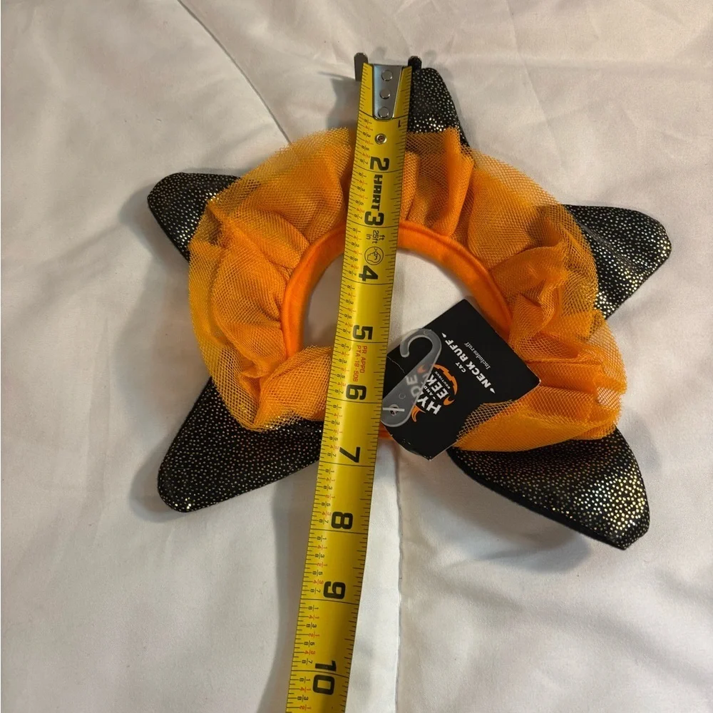 Hyde & Eek Boutique Pet Halloween Costume Collar Cat Neck Ruff Orange Black Gold